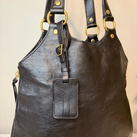 YSL YVES SAINT LAURENT Tribute Tote Shoulder Bag Leather Black - Picture 7 of 14